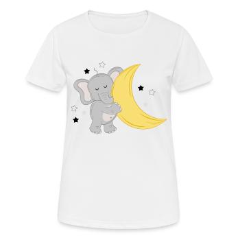 Kleiner Elefant mit Mond und Sternen - Frauen T-Shirt atmungsaktiv - Weiß - Vorne - AI Model Female 172 dark (172cm)