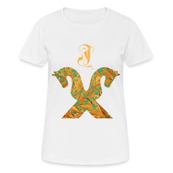 Pignon pour chevaux E 95 J - T-shirt respirant Femme - blanc - Devant - AI Model Female 172 dark (172cm)
