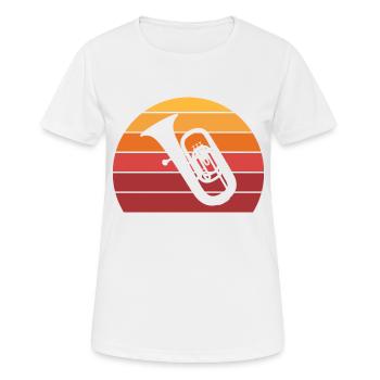 Tuba Vintage Sunset Blaskapelle Blechinstrument - Frauen T-Shirt atmungsaktiv - Weiß - Vorne - AI Model Female 172 dark (172cm)