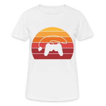 Gamer Controller Sunset Retro Vintage - Frauen T-Shirt atmungsaktiv - Weiß - Vorne - AI Model Female 172 dark (172cm)