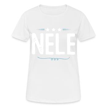 Nele - Frauen T-Shirt atmungsaktiv - Weiß - Vorne - AI Model Female 172 dark (172cm)