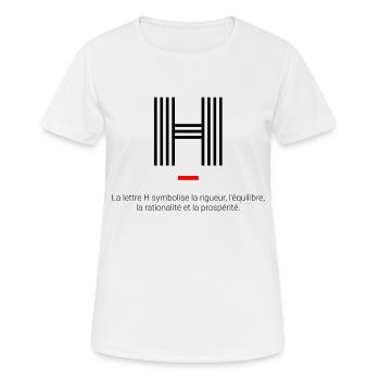 Lettre H - T-shirt respirant Femme - blanc - Devant - AI Model Female 172 dark (172cm)