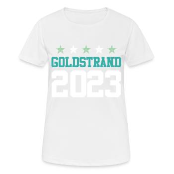 Goldstrand 2023 - Frauen T-Shirt atmungsaktiv - Weiß - Vorne - AI Model Female 172 dark (172cm)