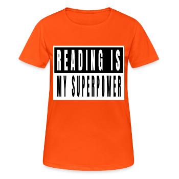 Déclaration de chemise de gardien de livre Nerd Geek - T-shirt respirant Femme - orange néon - Devant - AI Model Female 172 dark (172cm)