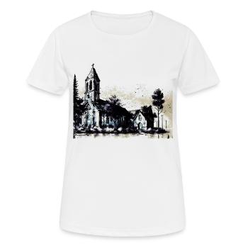 Alte Kirche in einem Dorf - Frauen T-Shirt atmungsaktiv - Weiß - Vorne - AI Model Female 172 dark (172cm)