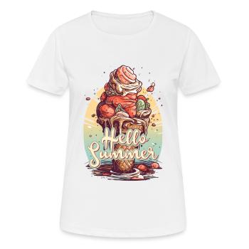 Hello Summer Eis Eiscreme Eisdiele - Frauen T-Shirt atmungsaktiv - Weiß - Vorne - AI Model Female 172 dark (172cm)