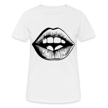 Lips, mouth, kissing lips - Women's Breathable T-Shirt - white - Front - AI Model Female 172 dark (172cm)