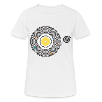 Système Solaire Disque Vinyle - T-shirt respirant Femme - blanc - Devant - AI Model Female 172 dark (172cm)