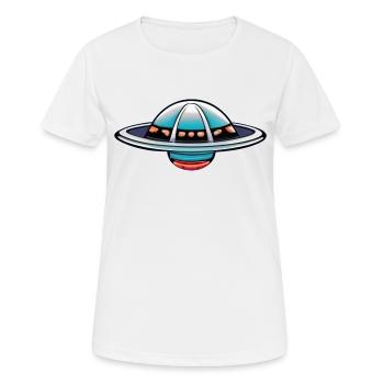 Fliegende Untertasse - Frauen T-Shirt atmungsaktiv - Weiß - Vorne - AI Model Female 172 dark (172cm)