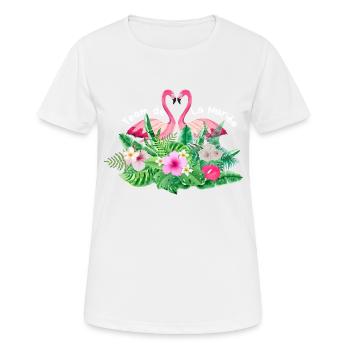 Tropisches Flamingo-Brautteam - Frauen T-Shirt atmungsaktiv - Weiß - Vorne - AI Model Female 172 dark (172cm)