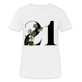 Numéro 21 floral vert -21e anniversaire floral - T-shirt respirant Femme - blanc - Devant - AI Model Female 172 dark (172cm)