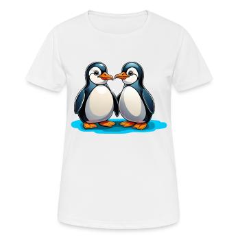 Zwei Pinguine - Frauen T-Shirt atmungsaktiv - Weiß - Vorne - AI Model Female 172 dark (172cm)