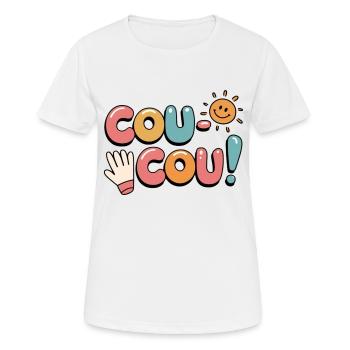Hello Français - Coucou Design - T-shirt respirant Femme - blanc - Devant - AI Model Female 172 dark (172cm)