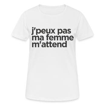 Ich kann nicht, meine Frau wartet auf mein Geburtstagsgeschenk - Frauen T-Shirt atmungsaktiv - Weiß - Vorne - AI Model Female 172 dark (172cm)