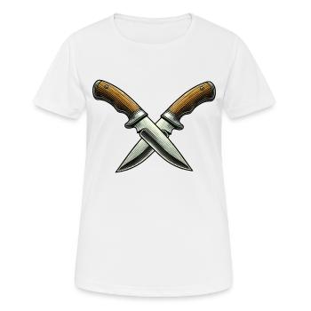 messer 2 - Frauen T-Shirt atmungsaktiv - Weiß - Vorne - AI Model Female 172 dark (172cm)