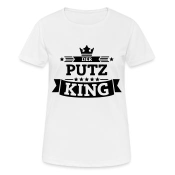 Der Putz-King - Frauen T-Shirt atmungsaktiv - Weiß - Vorne - AI Model Female 172 dark (172cm)