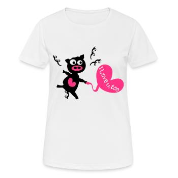 I Love U, too. Black piggy - Women's Breathable T-Shirt - white - Front - AI Model Female 172 dark (172cm)