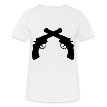Crossed Revolvers Guns - Frauen T-Shirt atmungsaktiv - Weiß - Vorne - AI Model Female 172 dark (172cm)