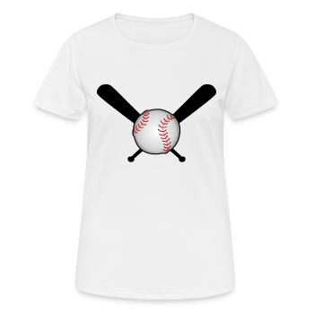 Baseball avec batte de baseball sur croix - T-shirt respirant Femme - blanc - Devant - AI Model Female 172 dark (172cm)