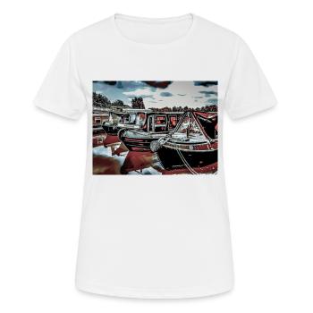 Kanal-Boots-Jachthafen, Northampton - Frauen T-Shirt atmungsaktiv - Weiß - Vorne - AI Model Female 172 dark (172cm)