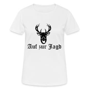 zur Jagd - Frauen T-Shirt atmungsaktiv - Weiß - Vorne - AI Model Female 172 dark (172cm)
