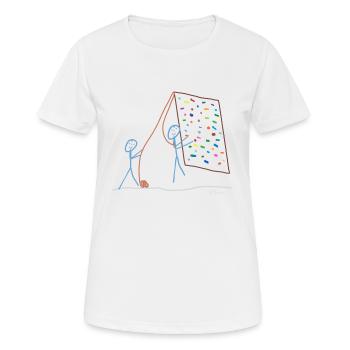 Escalade homme-bâton, mur d’escalade, en rappel - T-shirt respirant Femme - blanc - Devant - AI Model Female 172 dark (172cm)