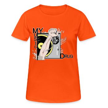 Music My Drug - Women's Breathable T-Shirt - neon orange - Front - AI Model Female 172 dark (172cm)