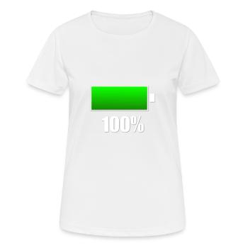 Akku geladen - Frauen T-Shirt atmungsaktiv - Weiß - Vorne - AI Model Female 172 dark (172cm)