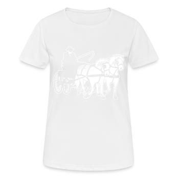 Kutsche Schimmel Percheron Fahrsport Geschenk Hufe - Frauen T-Shirt atmungsaktiv - Weiß - Vorne - AI Model Female 172 dark (172cm)