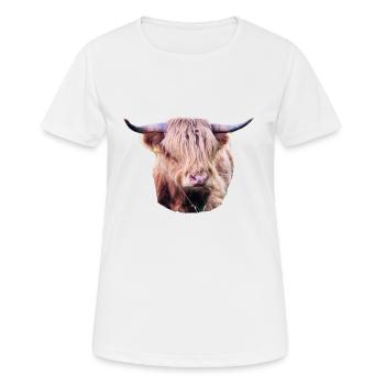 Highland Rind - Frauen T-Shirt atmungsaktiv - Weiß - Vorne - AI Model Female 172 dark (172cm)