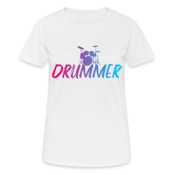 Drummer - T-shirt respirant Femme - blanc - Devant - AI Model Female 172 dark (172cm)