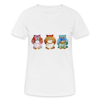 Trois hiboux - Soeur - T-shirt respirant Femme - blanc - Devant - AI Model Female 172 dark (172cm)