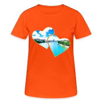 Basel - Frauen T-Shirt atmungsaktiv - Neonorange - Vorne - AI Model Female 172 dark (172cm)