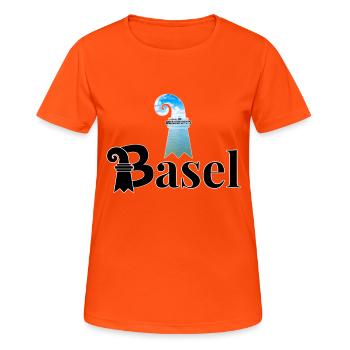 Baslerstab - Frauen T-Shirt atmungsaktiv - Neonorange - Vorne - AI Model Female 172 dark (172cm)
