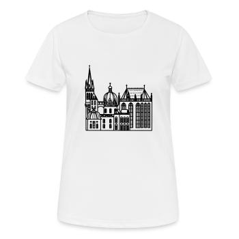 Ville d’Aix-la-Chapelle, Dom, Lineart - T-shirt respirant Femme - blanc - Devant - AI Model Female 172 dark (172cm)