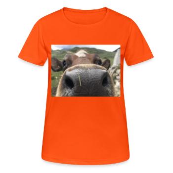 Nez de vache - T-shirt respirant Femme - orange néon - Devant - AI Model Female 172 dark (172cm)