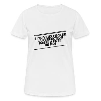 Perfection humour - T-shirt respirant Femme - blanc - Devant - AI Model Female 172 dark (172cm)