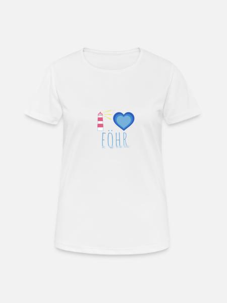 I love Föhr - Frauen T-Shirt atmungsaktiv - Weiß