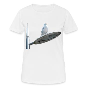 Möwe auf einer Lampe Post - Frauen T-Shirt atmungsaktiv - Weiß - Vorne - AI Model Female 172 dark (172cm)