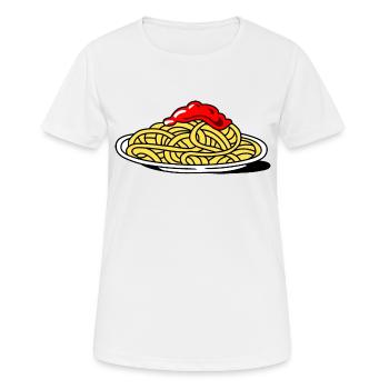 Spaghetti mit Tomaten - Frauen T-Shirt atmungsaktiv - Weiß - Vorne - AI Model Female 172 dark (172cm)