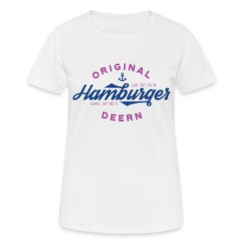 Original Hamburger Deern T-Shirt - Frauen T-Shirt atmungsaktiv - Weiß - Vorne - AI Model Female 172 dark (172cm)