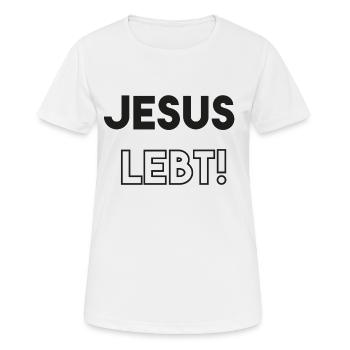 Jesus lebt - Frauen T-Shirt atmungsaktiv - Weiß - Vorne - AI Model Female 172 dark (172cm)