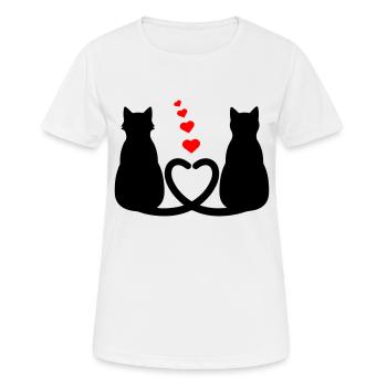 Verliebte Katzen - Frauen T-Shirt atmungsaktiv - Weiß - Vorne - AI Model Female 172 dark (172cm)