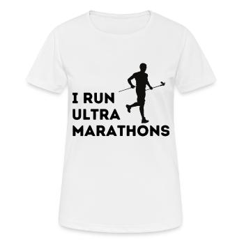 Je cours des ultra Marathons - T-shirt respirant Femme - blanc - Devant - AI Model Female 172 dark (172cm)