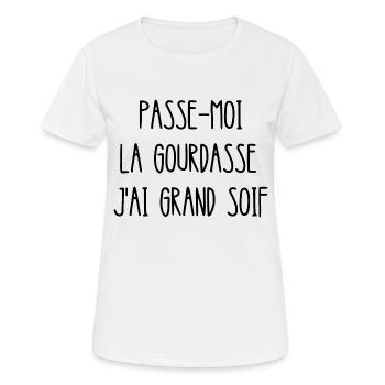 passe-moi la gourdasse j'ai grand soif - T-shirt respirant Femme - blanc - Devant - AI Model Female 172 dark (172cm)