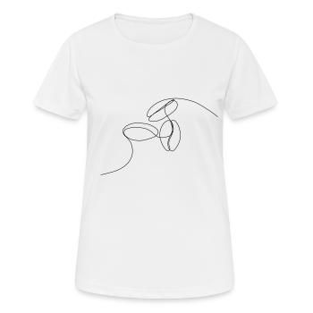 Kaffeebohnen lineart - Frauen T-Shirt atmungsaktiv - Weiß - Vorne - AI Model Female 172 dark (172cm)