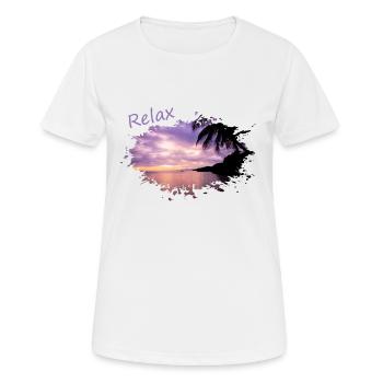 relax chill out Palmen palms sundown - Frauen T-Shirt atmungsaktiv - Weiß - Vorne - AI Model Female 172 dark (172cm)