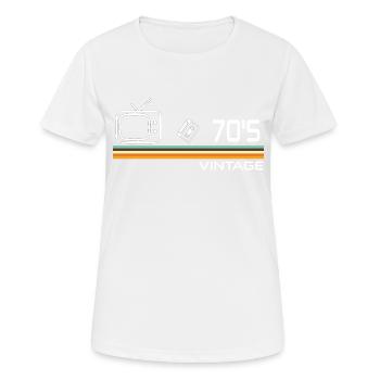 70er Jahre - Frauen T-Shirt atmungsaktiv - Weiß - Vorne - AI Model Female 172 dark (172cm)