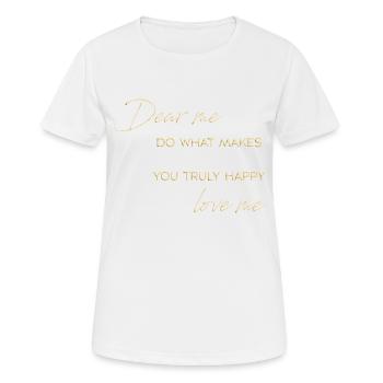 dear me - Frauen T-Shirt atmungsaktiv - Weiß - Vorne - AI Model Female 172 dark (172cm)