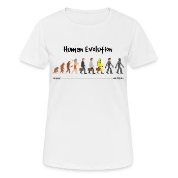 Evolution eine robotische Zukunft - Frauen T-Shirt atmungsaktiv - Weiß - Vorne - AI Model Female 172 dark (172cm)